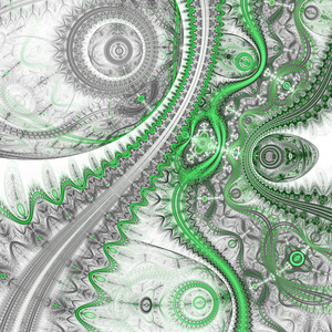 绿色的分形发条模式，为平面创意设计数码艺术作品