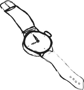 手腕上的手表显示的时间卡通