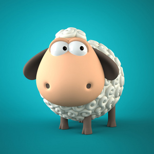 2015 年的符号。在蓝色背景上的羊。2015 y 的插图
