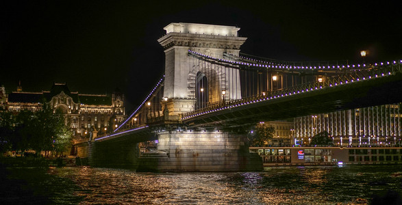 链桥在布达佩斯夜景