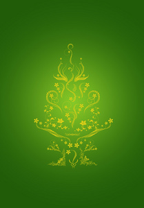 矢量圣诞树绿色带纹理的背景上