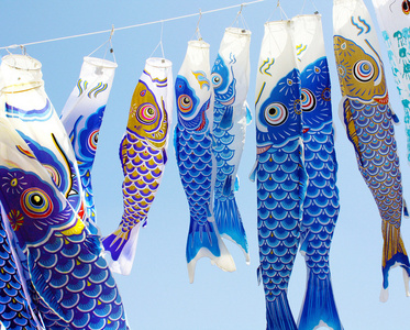 日本鱼风筝插画图片