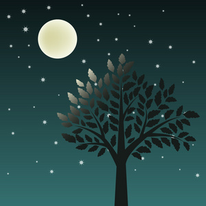 树和月亮