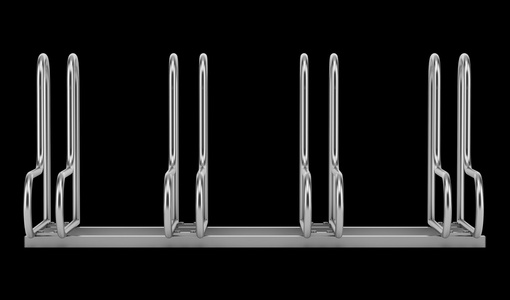 黑色背景上孤立的街头自行车存放架