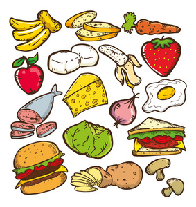 健康食品涂鸦照片
