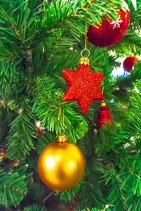 上一棵圣诞树，圣诞装饰品