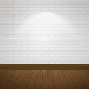 石膏场景室内的场景与墙面砖和木地板照片