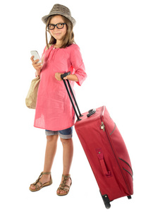 女孩行李箱图片