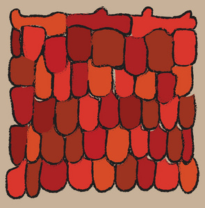 兵马俑手绘卡通瓦片屋顶,图案背景照片