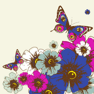 蝴蝶和花朵卡设计