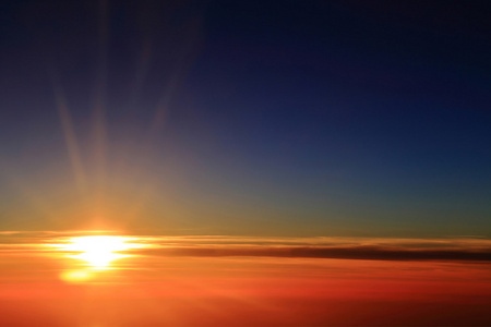 窗外日落天空的景色, 航空摄影