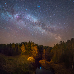 繁星满天的夜晚景观