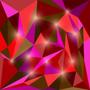 抽象明亮彩色多边形三角几何背景与耀眼的光辉