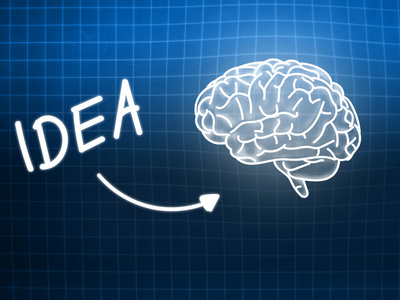 想法大脑背景知识科学黑板蓝色
