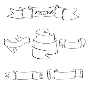 一套老式的丝带和横幅