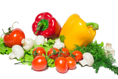 汤集的蔬菜，蔬菜在白色背景上