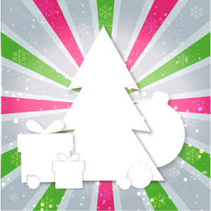 快乐圣诞纸树设计贺卡图片
