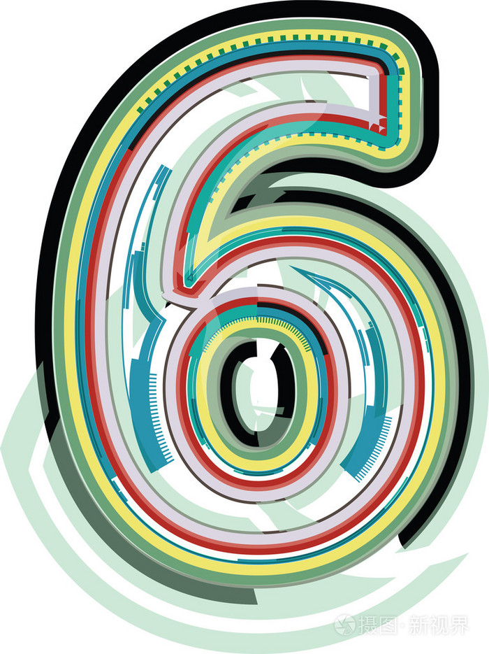 抽象炫彩数字 6