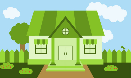 温馨和谐背景图绿房子照片