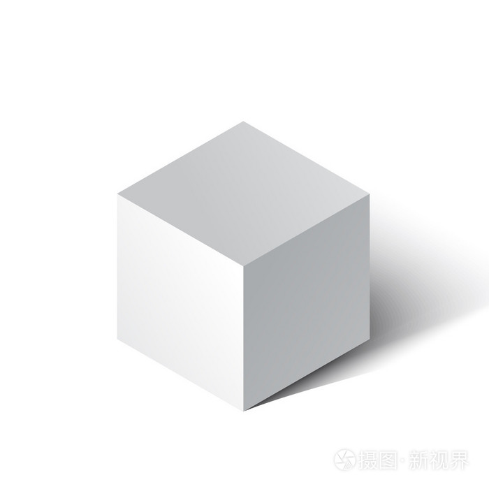 白色背景上立方体的矢量插图.