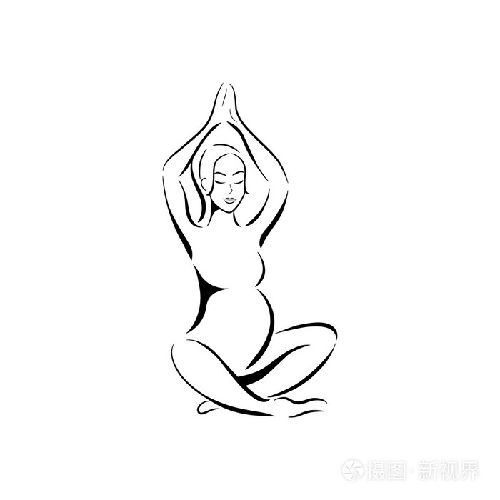 孕妇瑜伽插画-正版商用图片1hptsr-摄图新视界