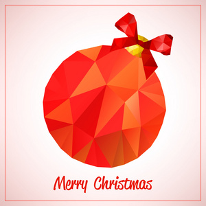 快乐的新年和圣诞抽象矢量符号红色三角形玩具或球蝴蝶结