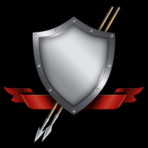 中世纪滚动和两个矛与盾战士