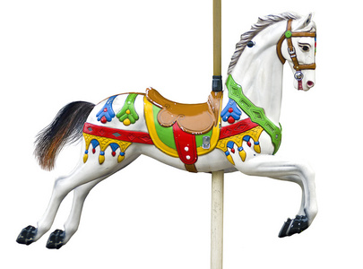 古代的旋转木马马照片