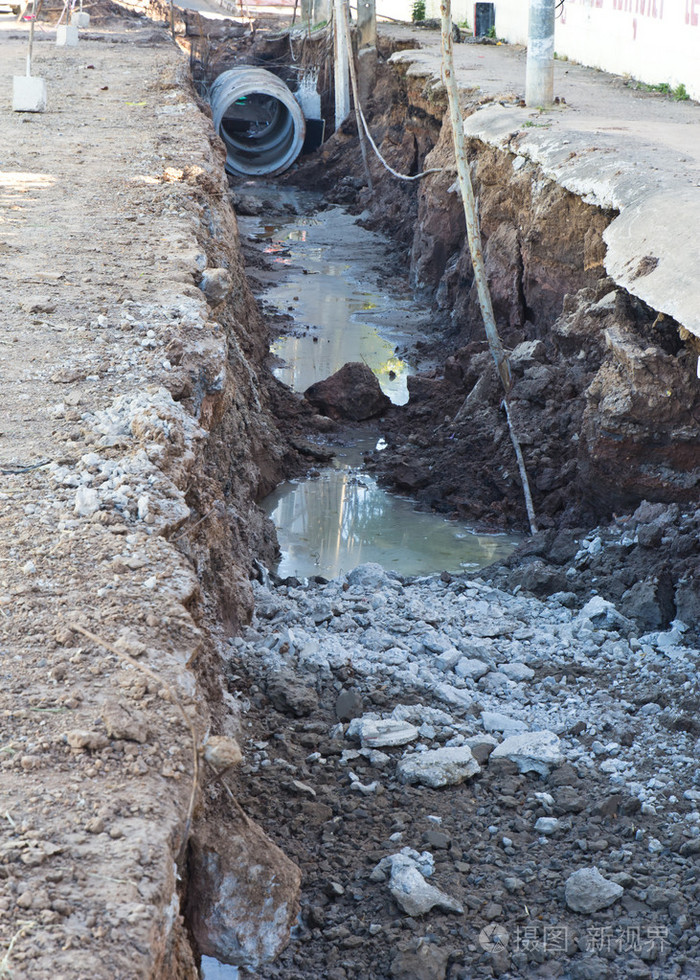 修复泰国孔卡恩市的道路和水管