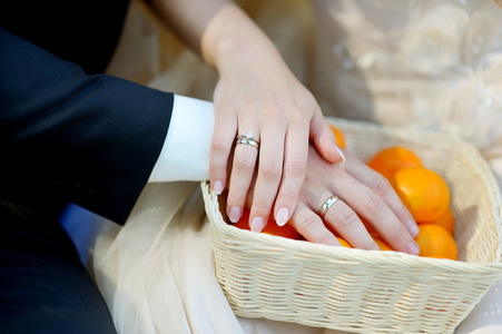 新娘和新郎的结婚戒指
