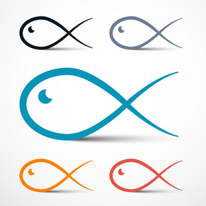鱼概述简单符号集图片