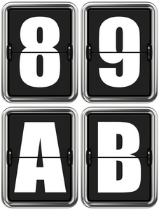 字母 a, b 和数字 8,9 机械记分牌上照片