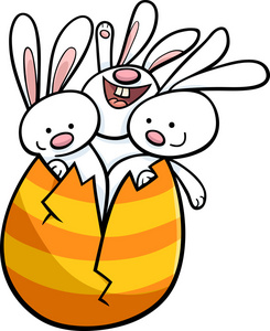 复活节兔子在蛋卡通
