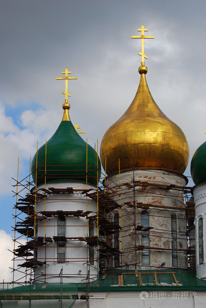 旧的东正教堂.克里姆林宫在俄罗斯科洛姆纳