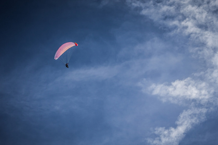 滑翔伞在蓝蓝的天空中翱翔
