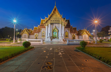 美丽的泰国寺庙瓦特本贾玛布洛维特大理石寺庙