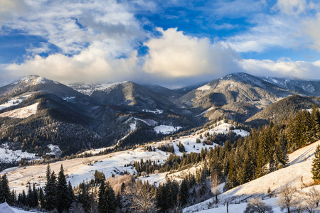山中美丽的冬天风景