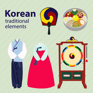 韩国传统元素矢量集照片