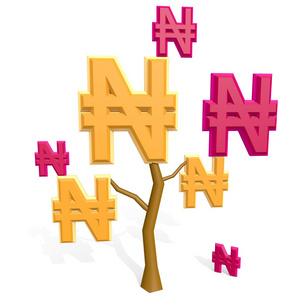 一棵树上的 3d 奈拉符号。