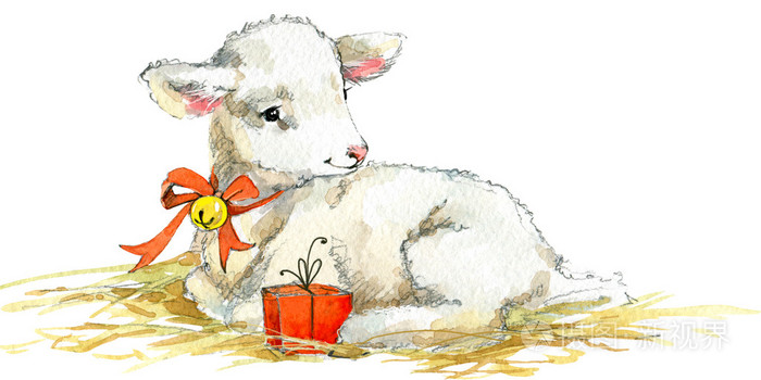 新的一年羊.圣诞系列.水彩