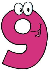 卡通人物的九个数字与购物袋图片