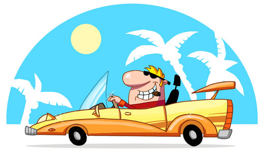 卡通人驾驶汽车照片