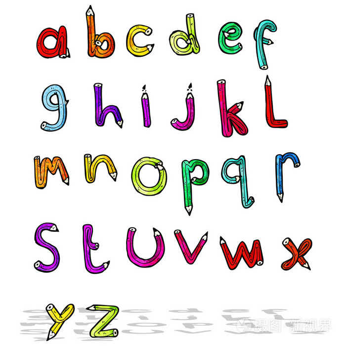 卡通铅笔形字母表