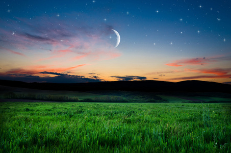 夜晚的天空和场背景