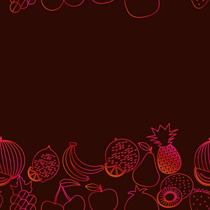 水果无缝边图案。水果和浆果的形象