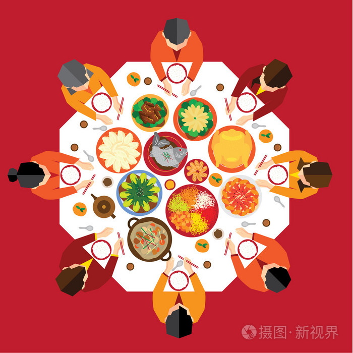 中国新年团圆饭