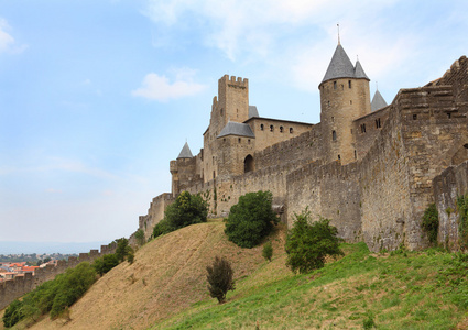 Carcassone，法国中世纪古城周围的墙