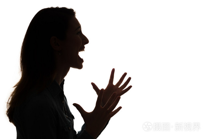 配置文件的尖叫的女人的剪影