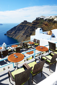 海景豪华酒店，希腊圣托里尼岛的平台