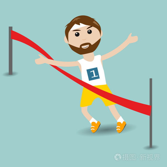 男性跑向终点线插画-正版商用图片1hsyw6-摄图新视界